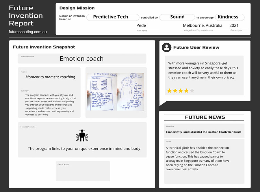Emotion Coach—a Future Scouting Team Game invention